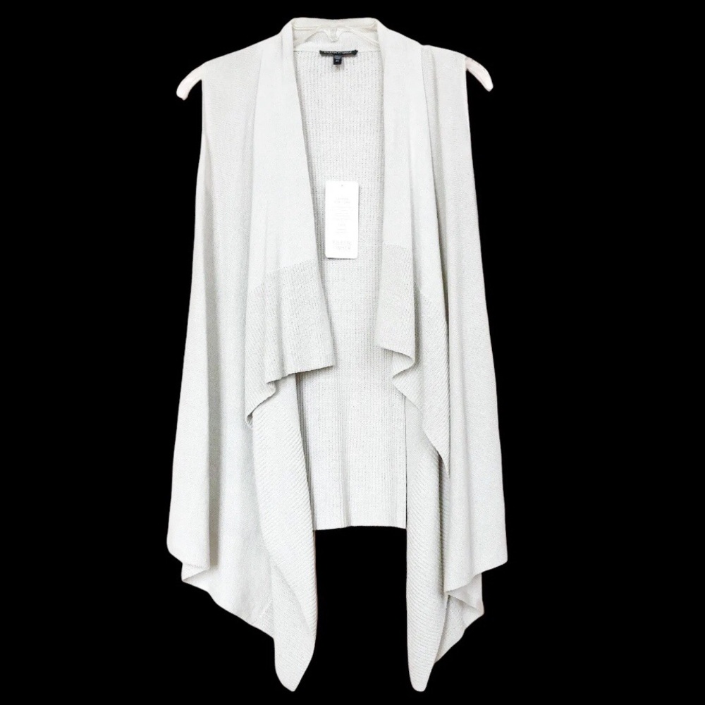 New Eileen Fisher Drape Front Sleeveless Sweater Cardigan Italian Yarn Size XS